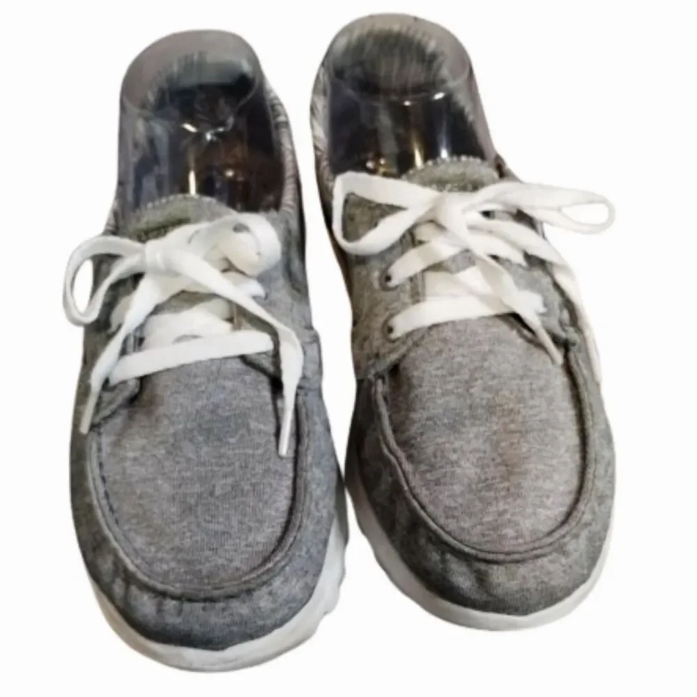 Skechers On The Go Oxford Loafers Boat Shoes Lace Up Gray Women's 7.5